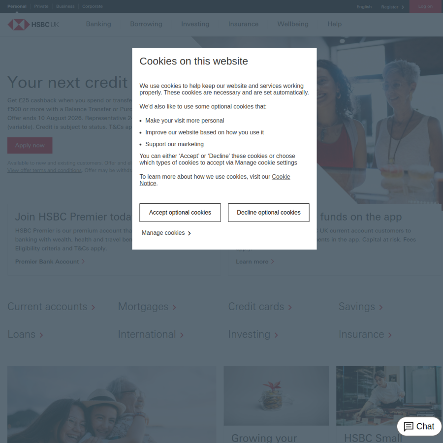 hsbc.co.uk homepage screenshot