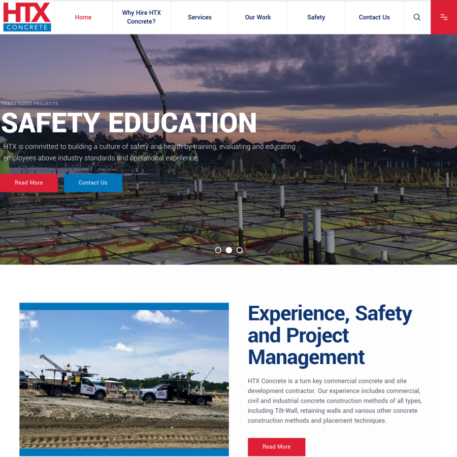 htxconcrete.com homepage screenshot