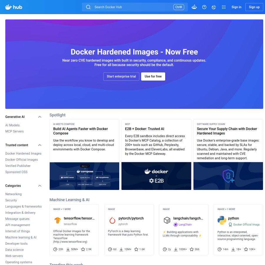 hub.docker.com homepage screenshot