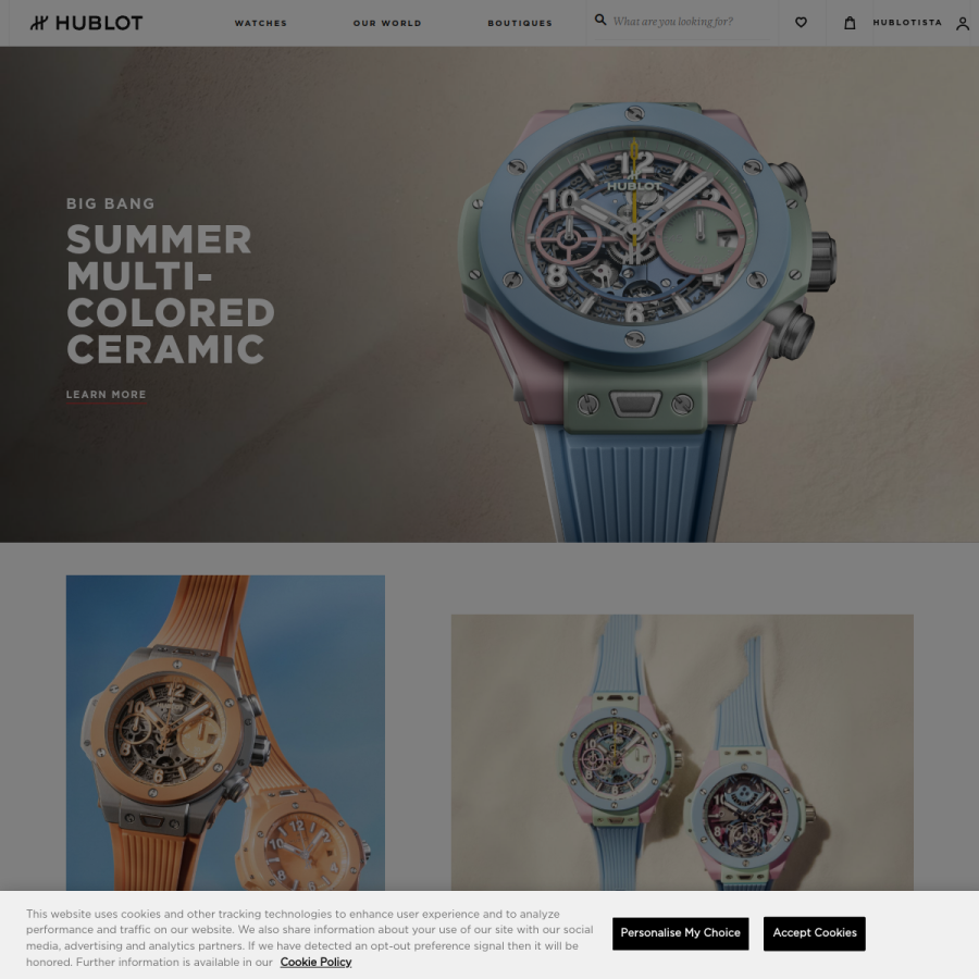 hublot.com homepage screenshot