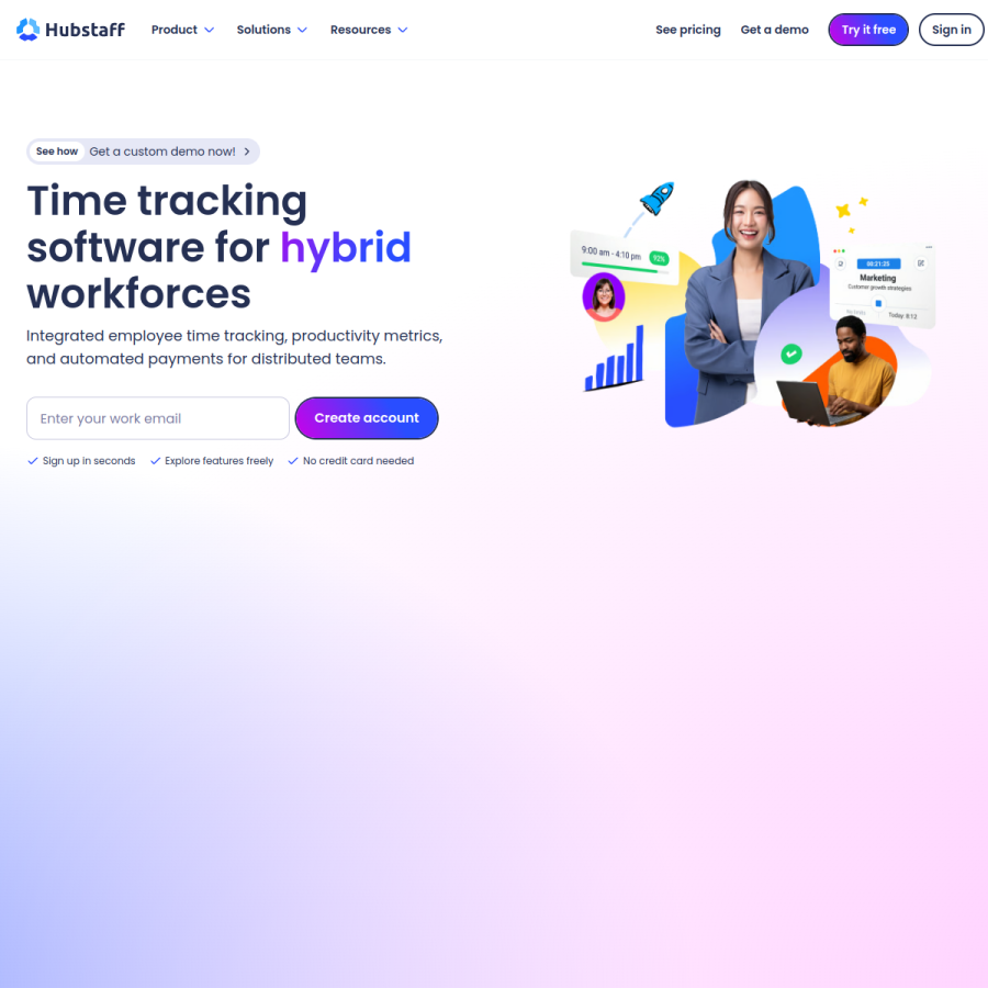 hubstaff.com homepage screenshot
