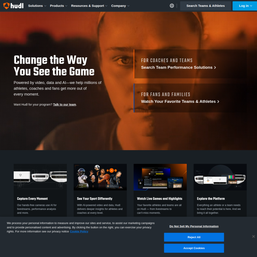 hudl.com homepage screenshot