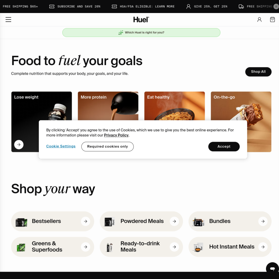 huel.com homepage screenshot