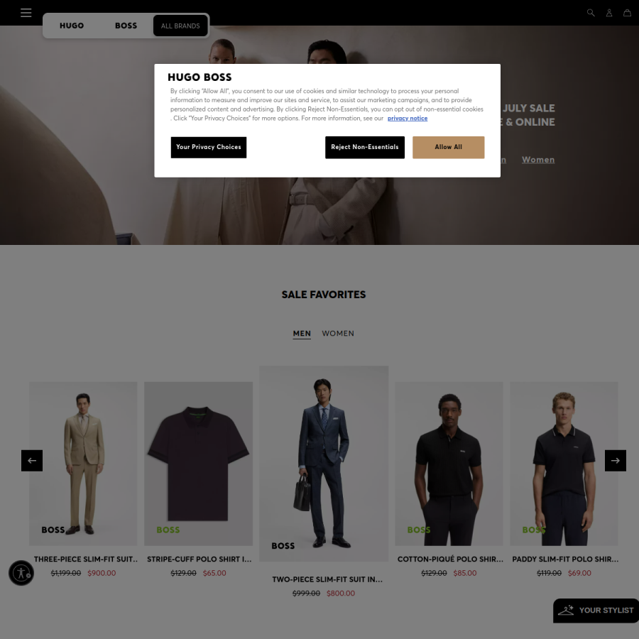 hugoboss.com homepage screenshot