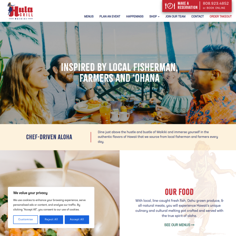 hulagrillwaikiki.com homepage screenshot