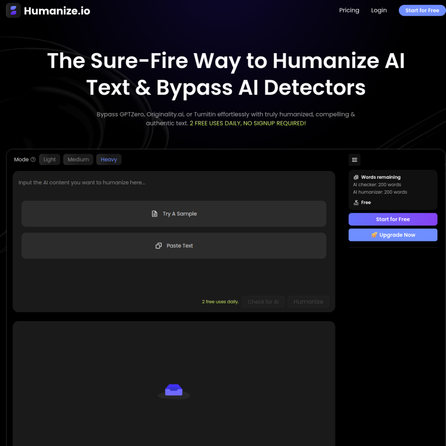 humanize.io homepage screenshot