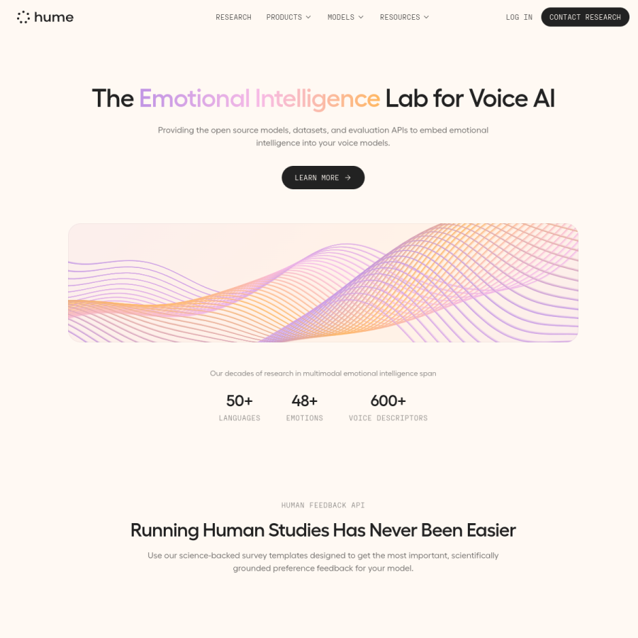 hume.ai homepage screenshot
