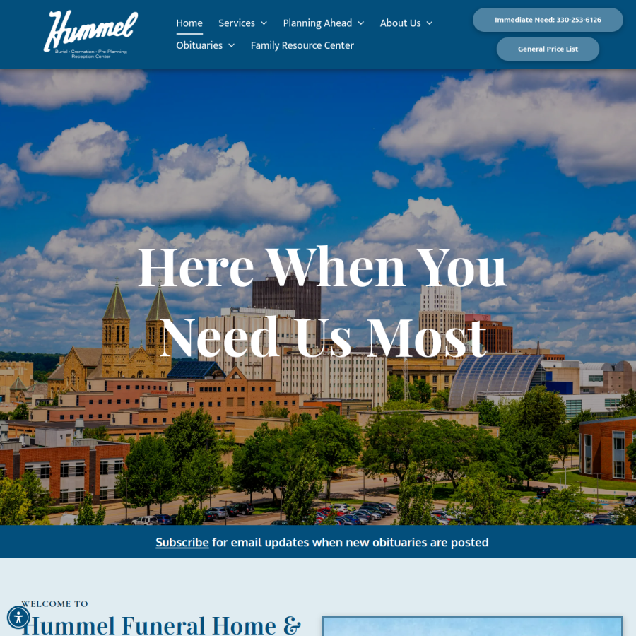 hummelfuneralhomes.com homepage screenshot