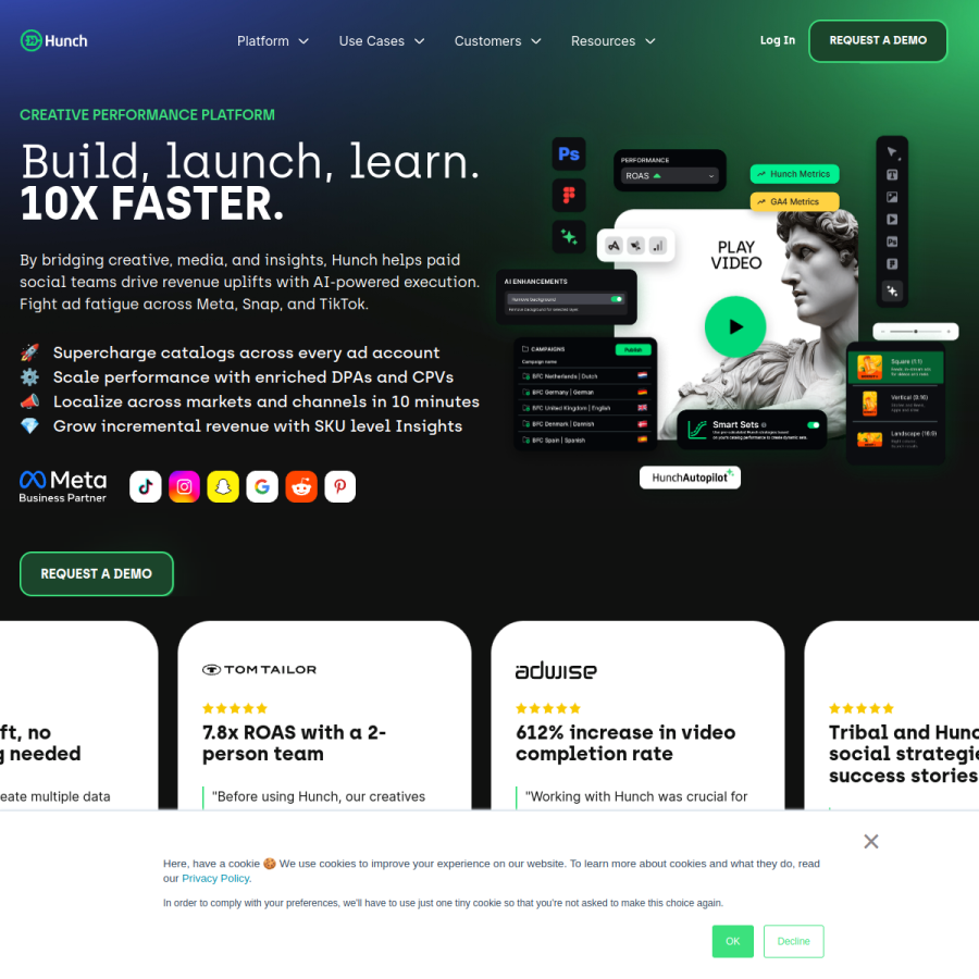 hunchads.com homepage screenshot