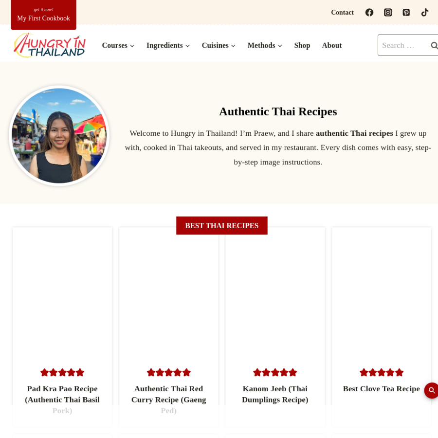 hungryinthailand.com homepage screenshot