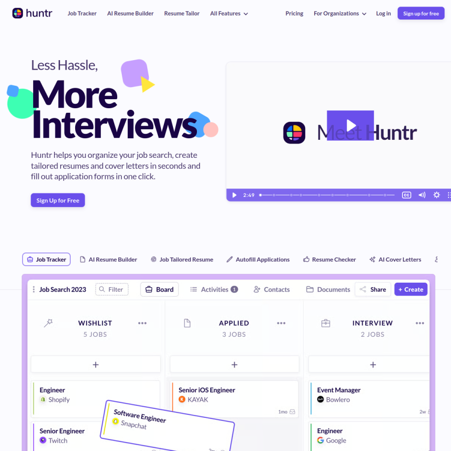 huntr.co homepage screenshot
