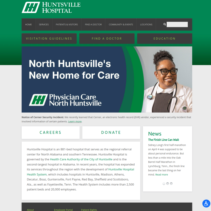 huntsvillehospital.org homepage screenshot