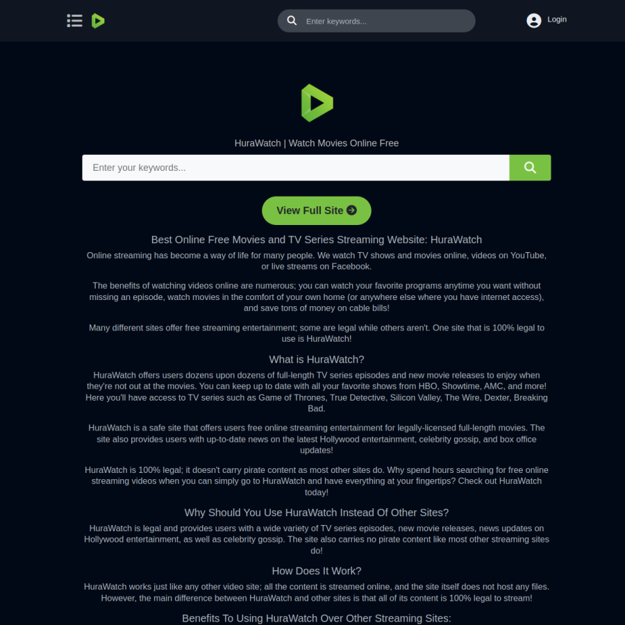 hurawatch.art homepage screenshot
