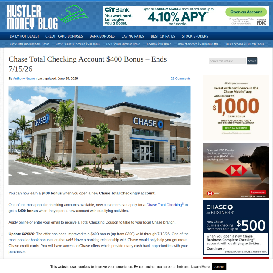 hustlermoneyblog.com homepage screenshot