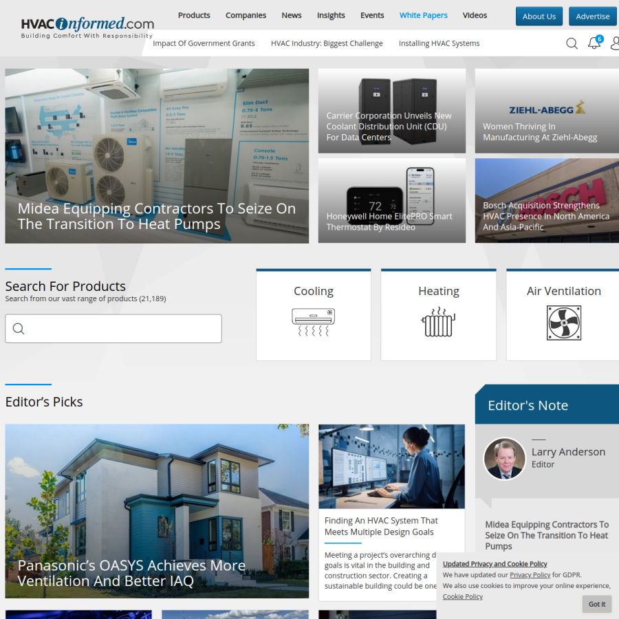 hvacinformed.com homepage screenshot