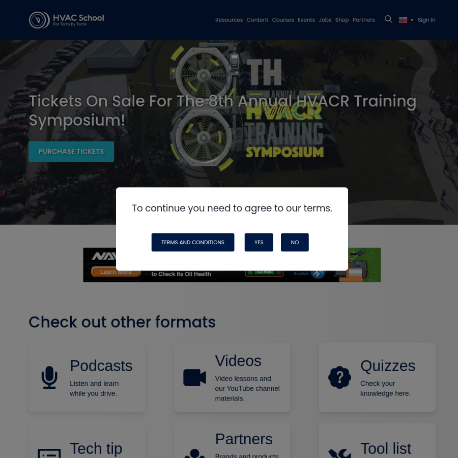 hvacrschool.com homepage screenshot
