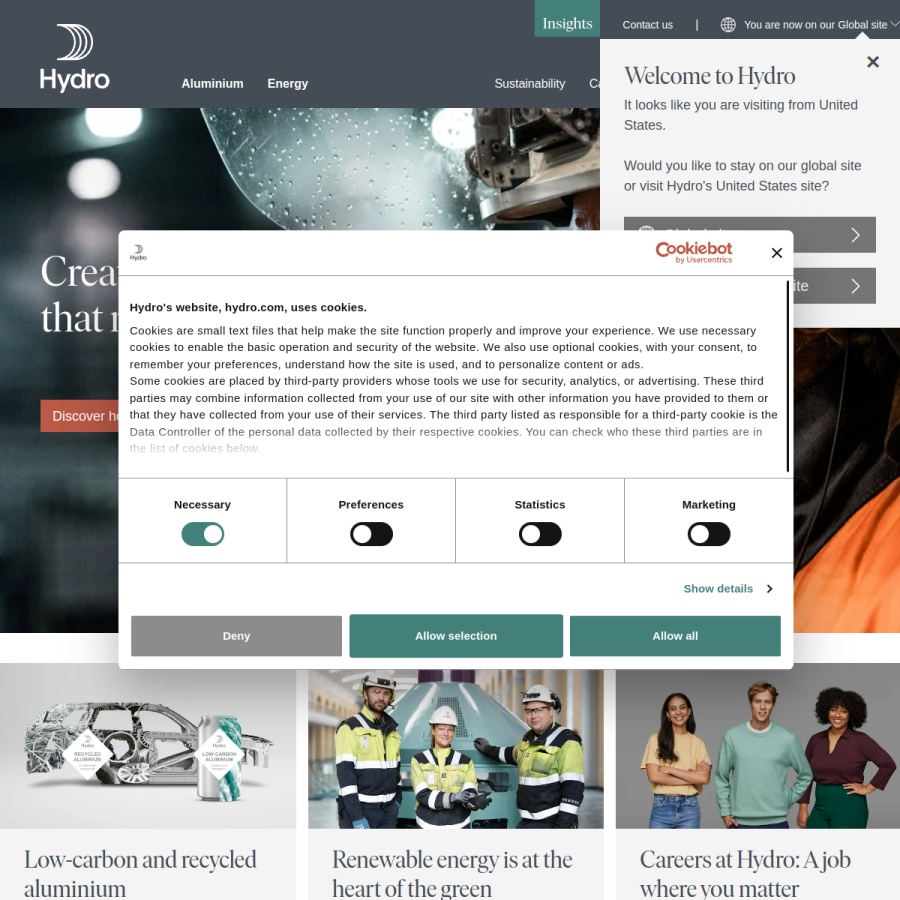 hydro.com homepage screenshot