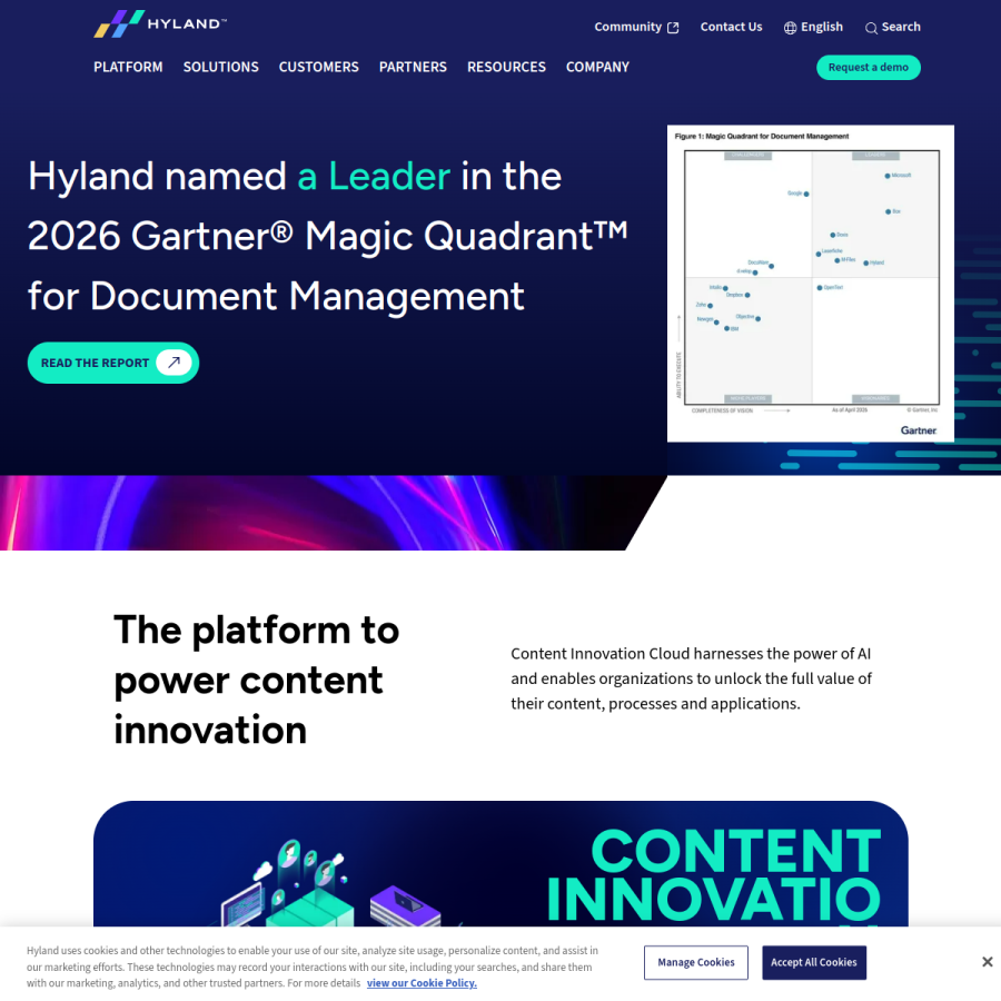 hyland.com homepage screenshot