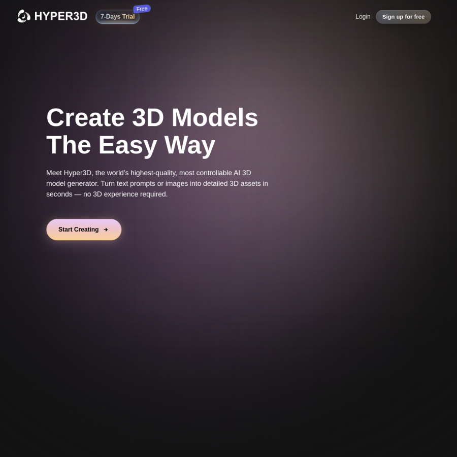 hyper3d.ai homepage screenshot