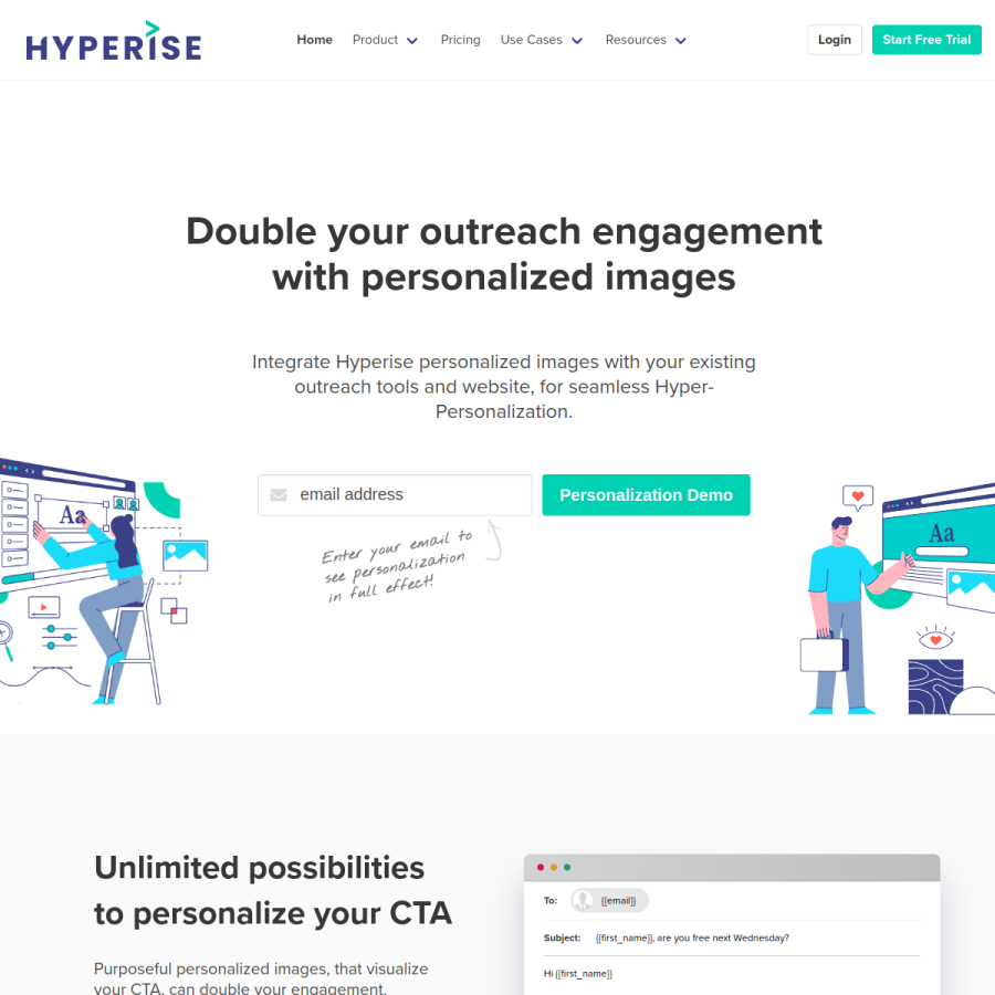 hyperise.com homepage screenshot