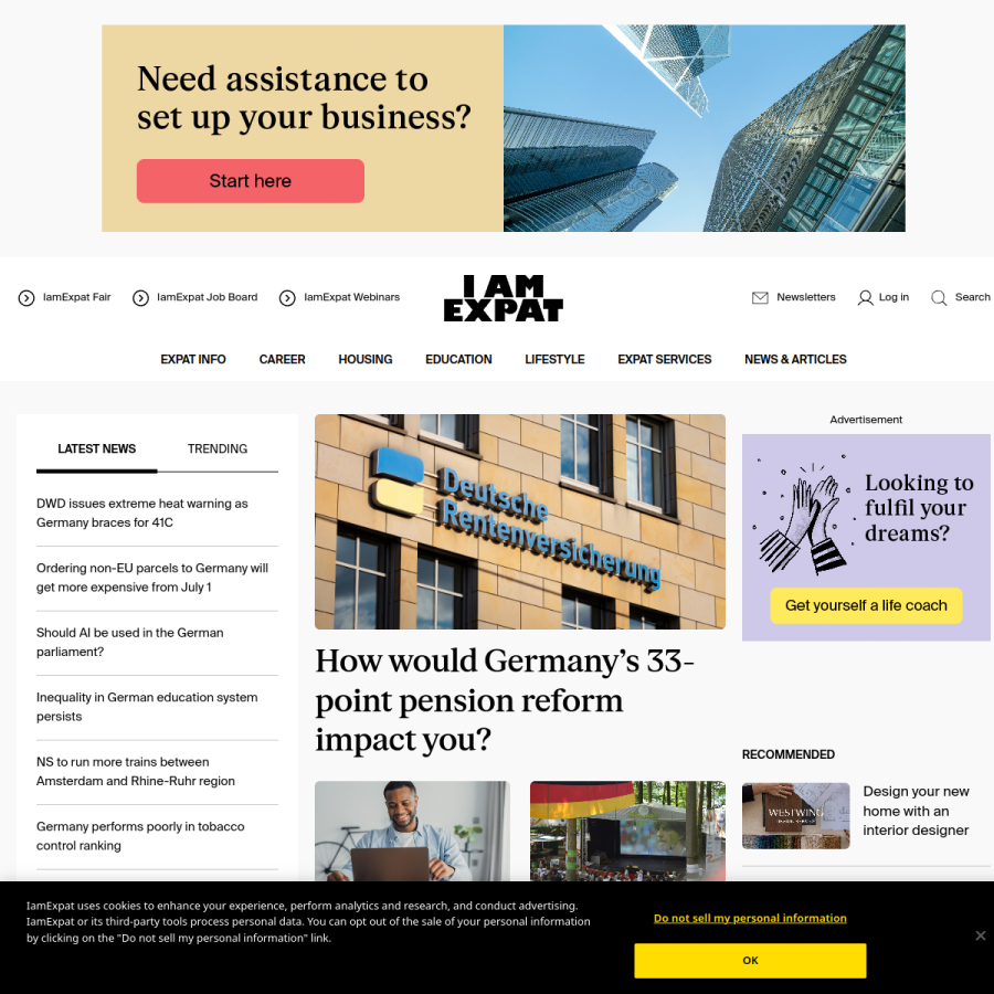 iamexpat.de homepage screenshot