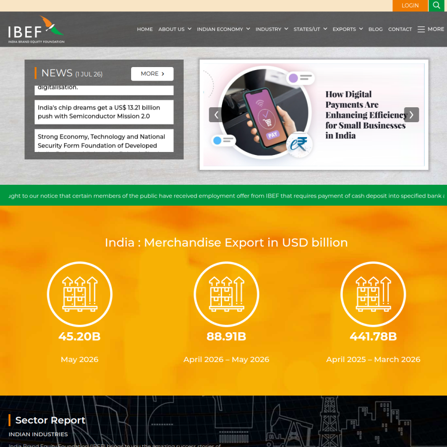 ibef.org homepage screenshot