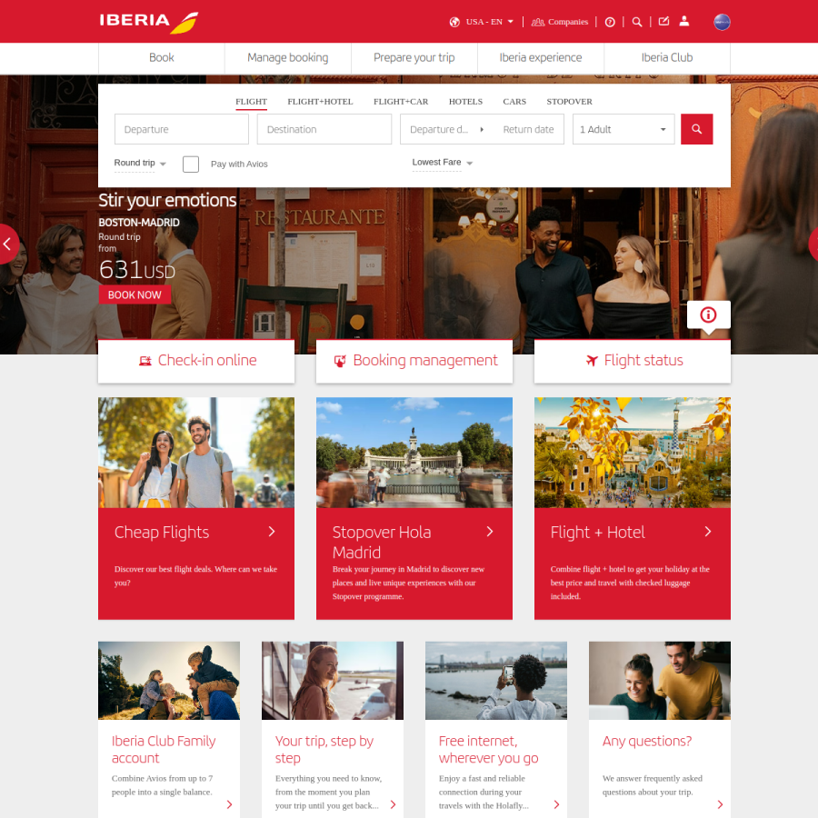 iberia.com homepage screenshot