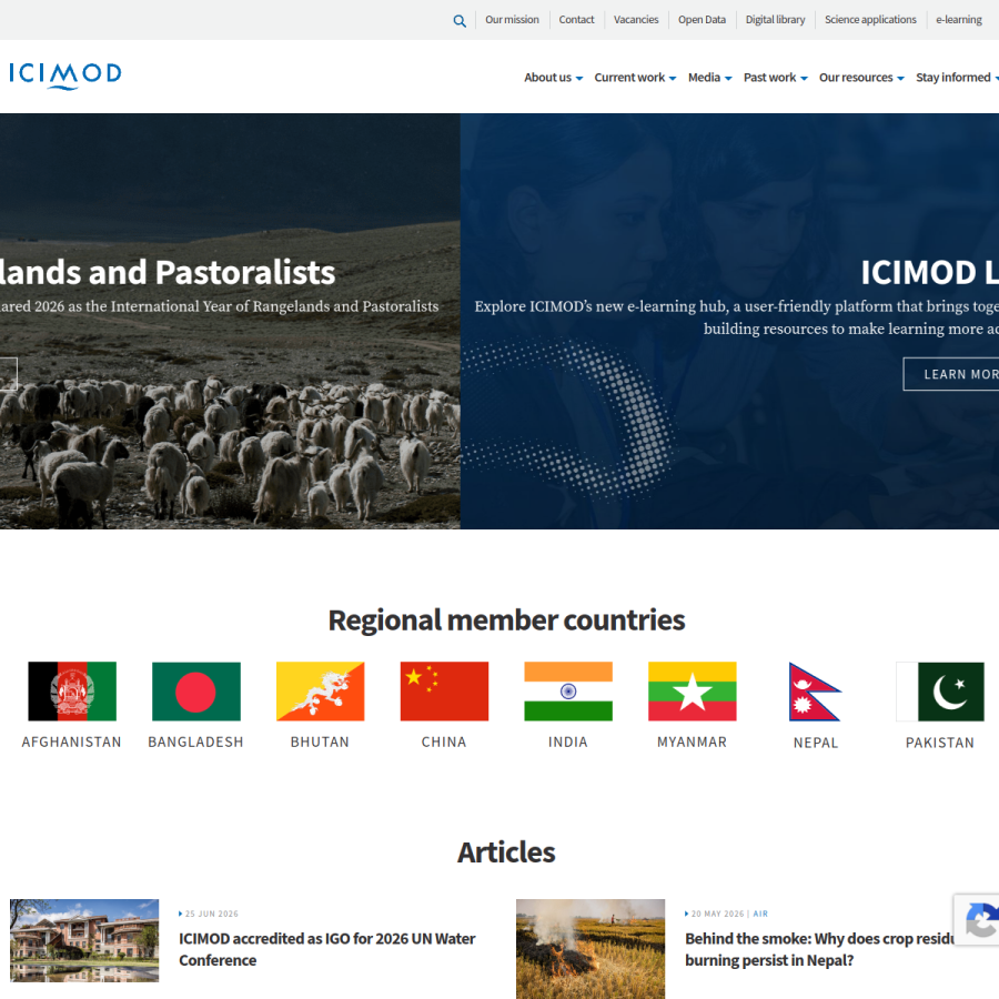 icimod.org homepage screenshot
