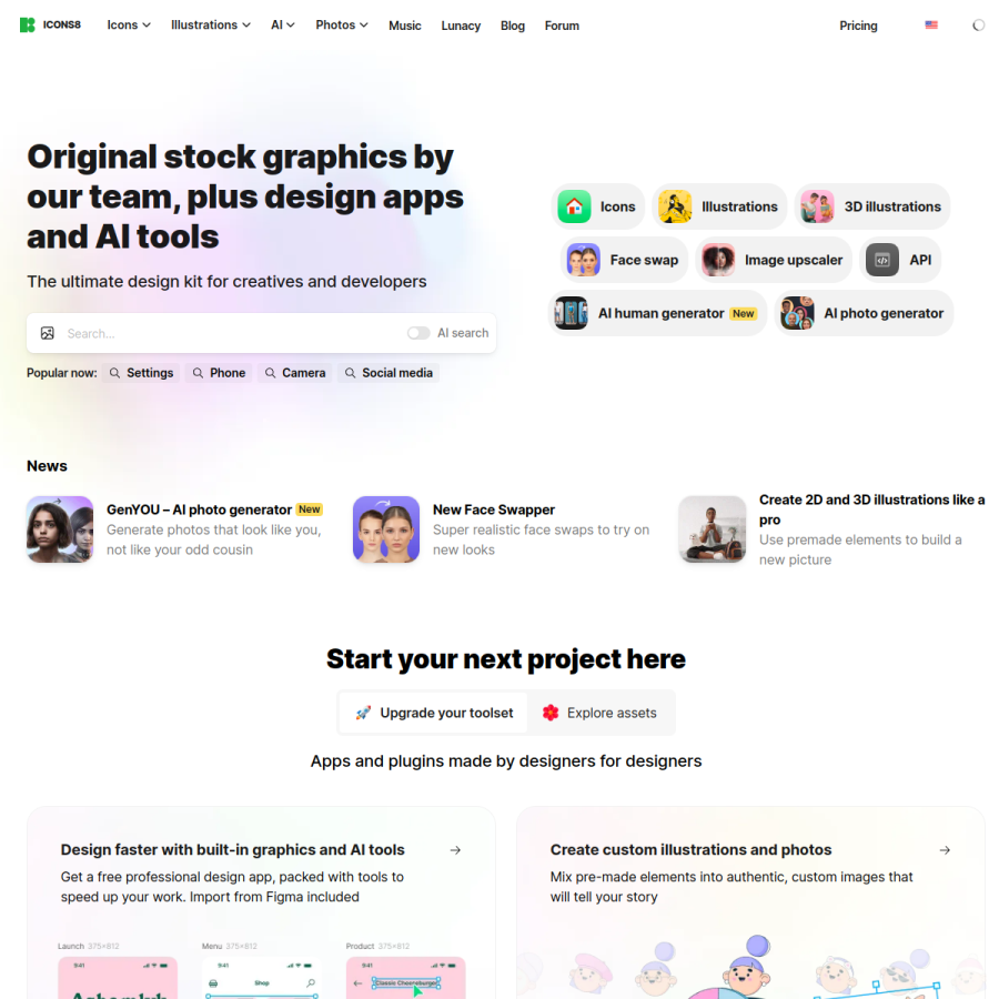 icons8.com homepage screenshot