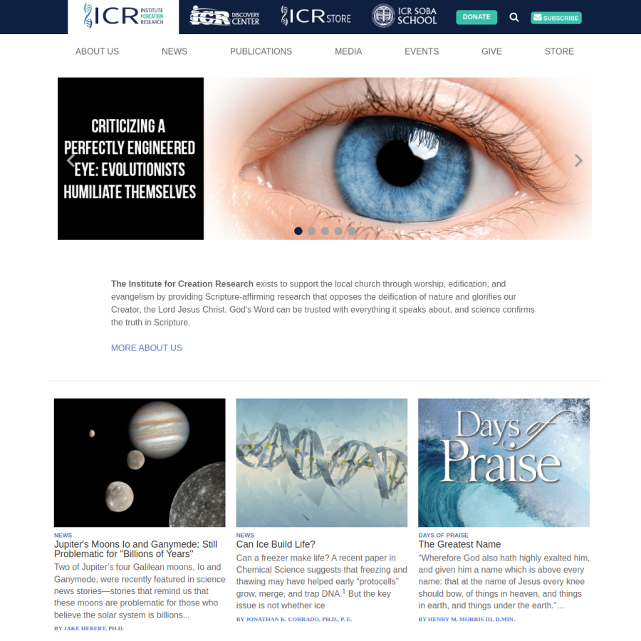 icr.org homepage screenshot
