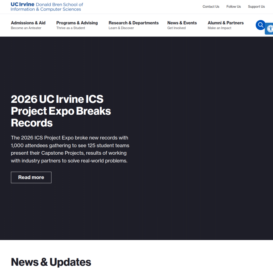 ics.uci.edu homepage screenshot