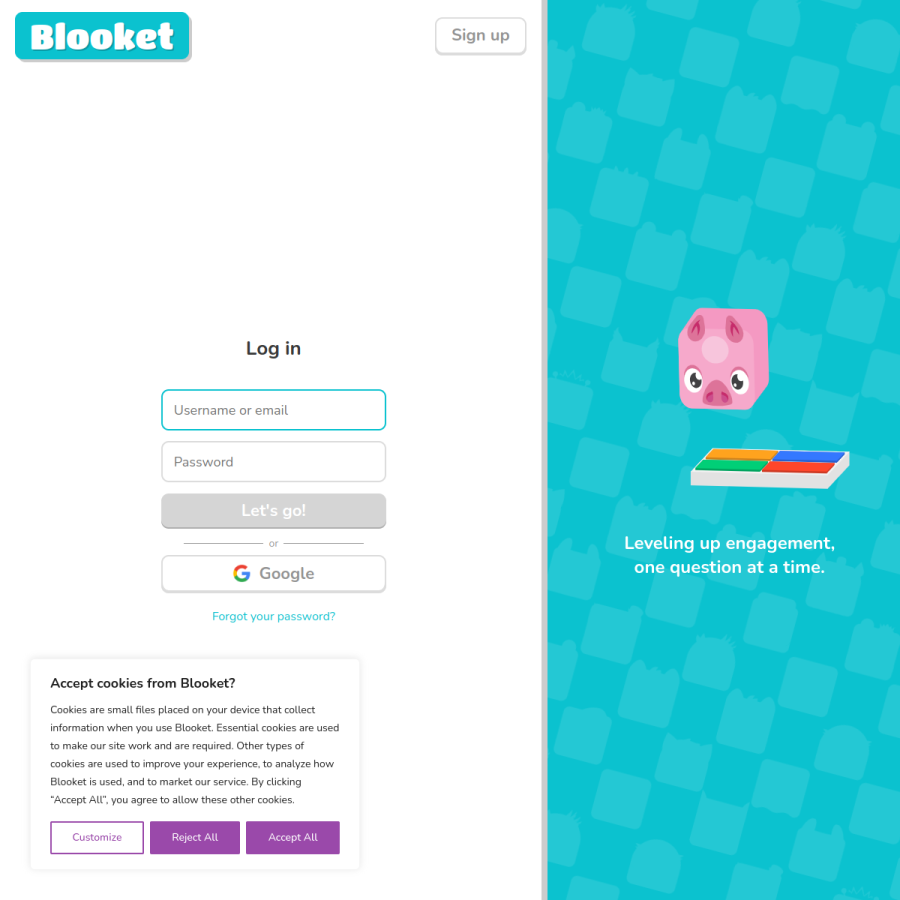 id.blooket.com homepage screenshot