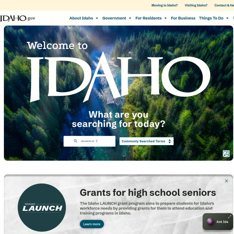 idaho.gov homepage screenshot
