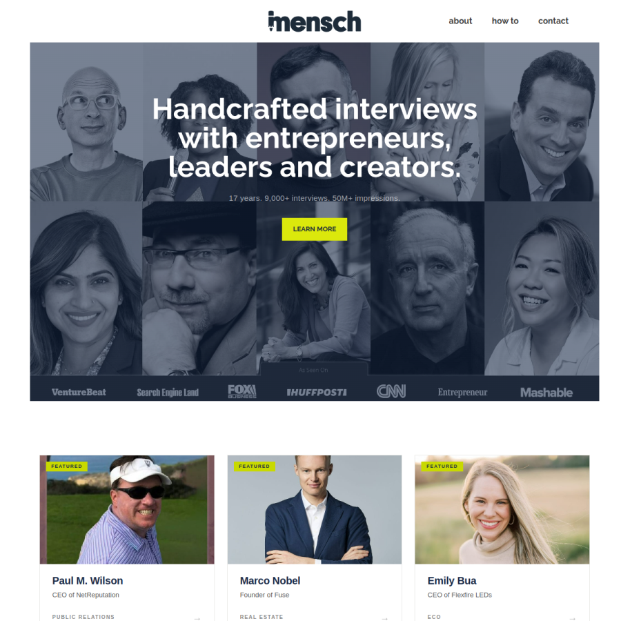 ideamensch.com homepage screenshot