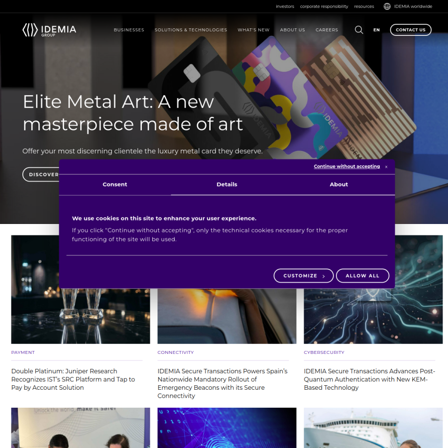 idemia.com homepage screenshot