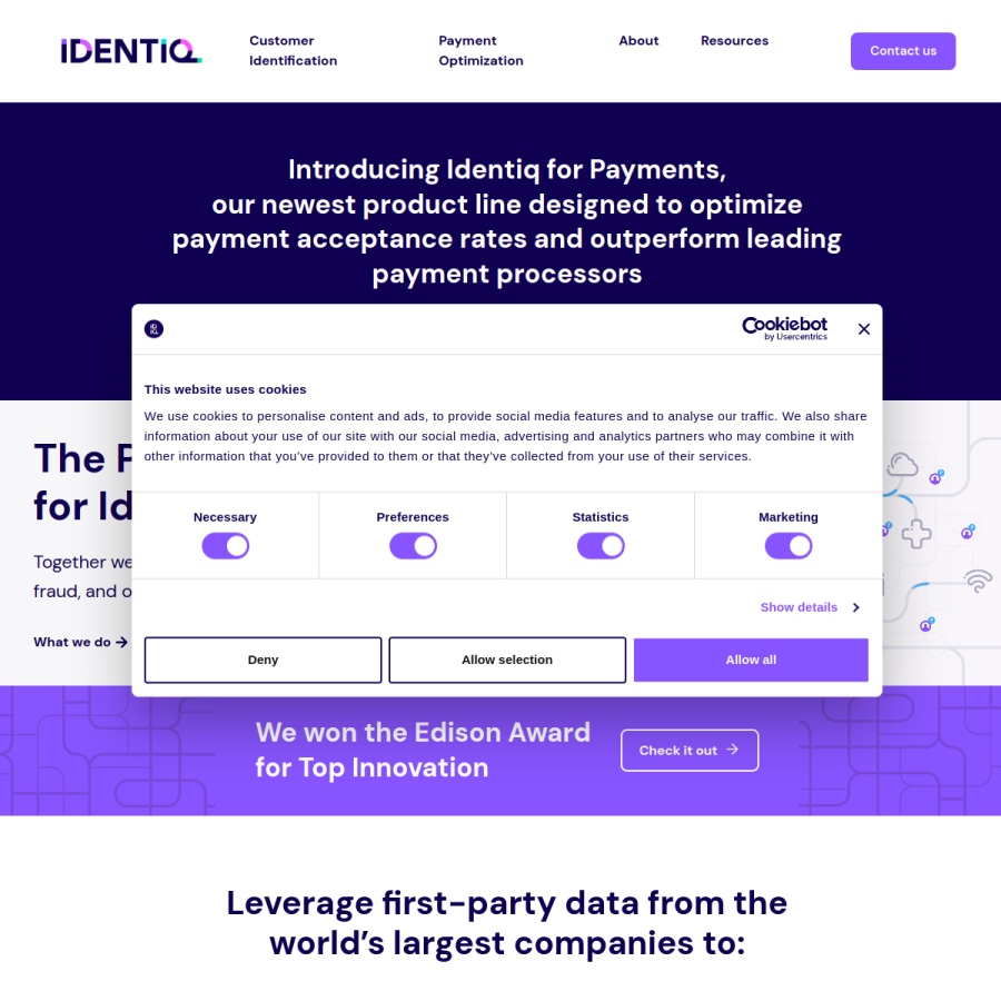 identiq.com homepage screenshot
