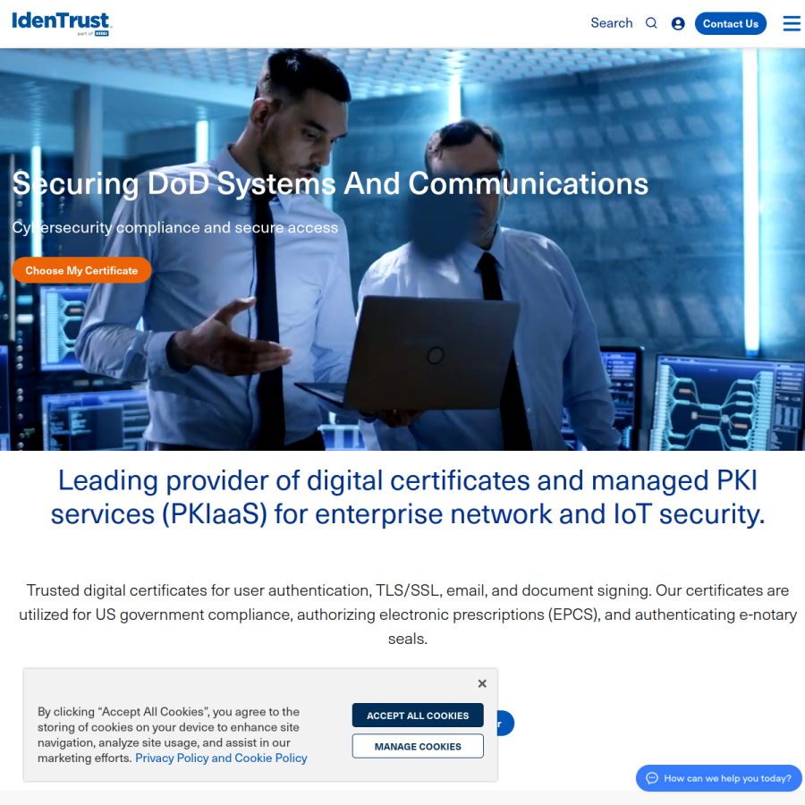 identrust.com homepage screenshot