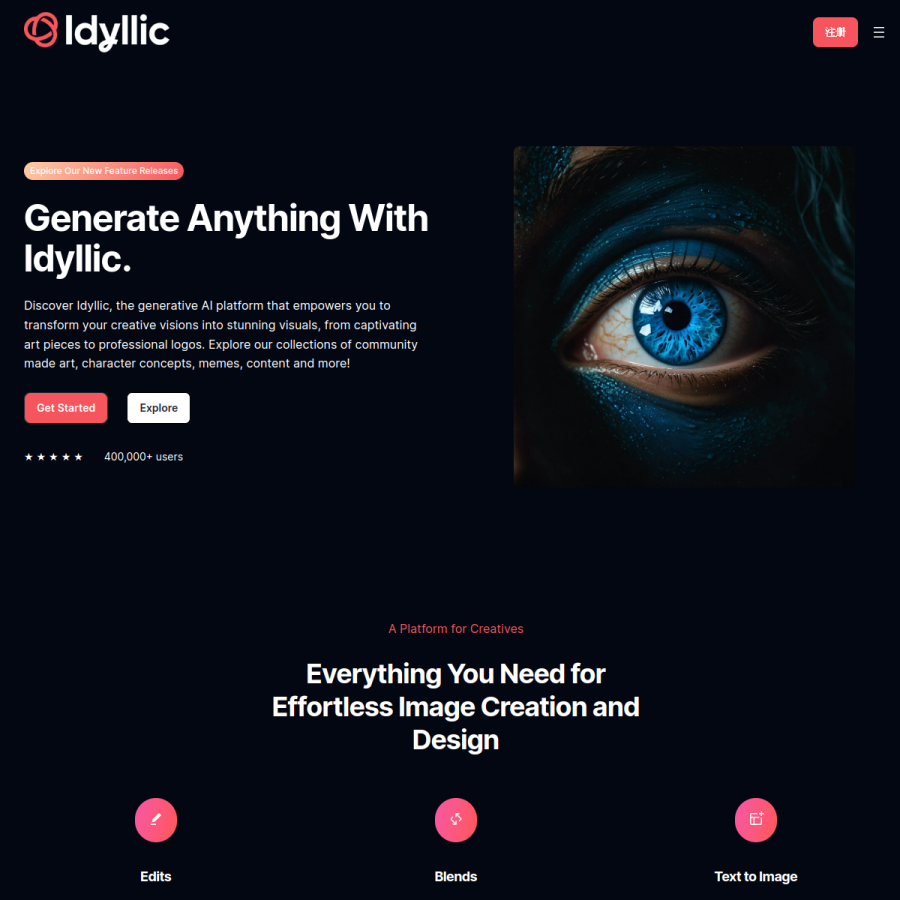 idyllic.app homepage screenshot