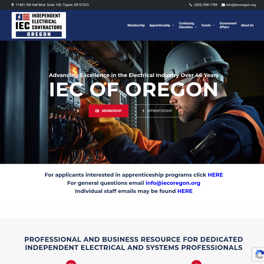 iecoregon.org homepage screenshot