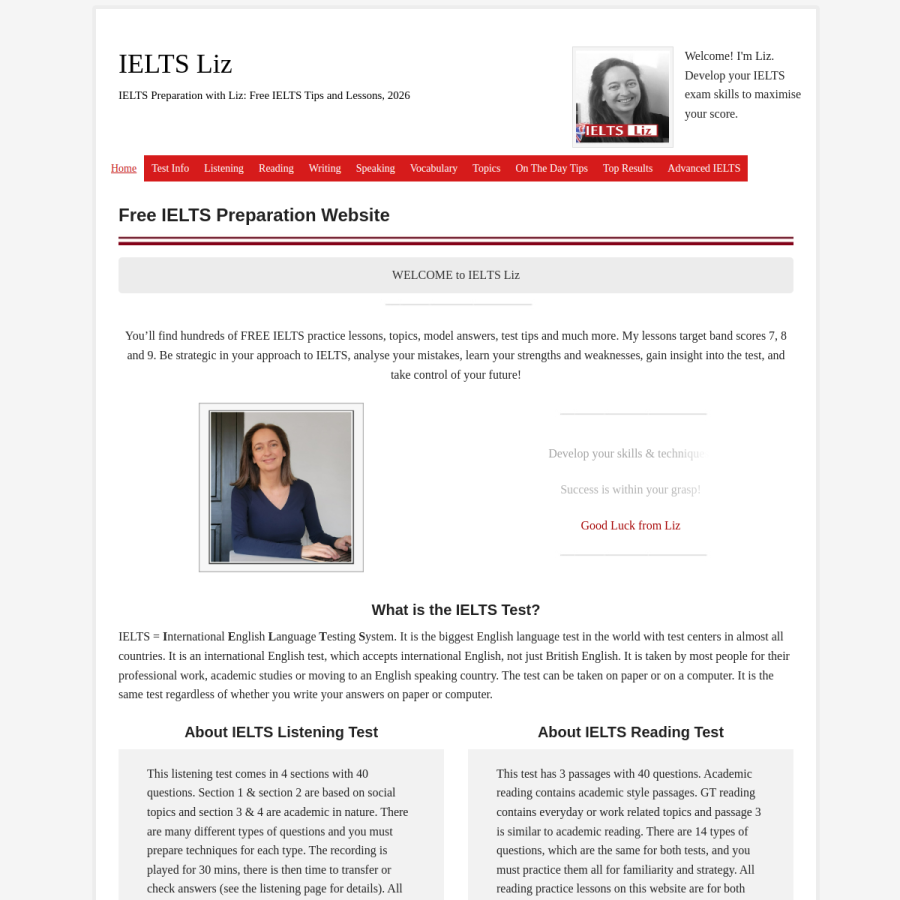 ieltsliz.com homepage screenshot