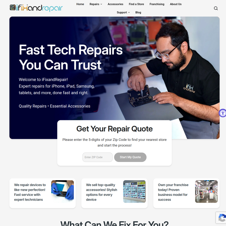 ifixandrepair.com homepage screenshot