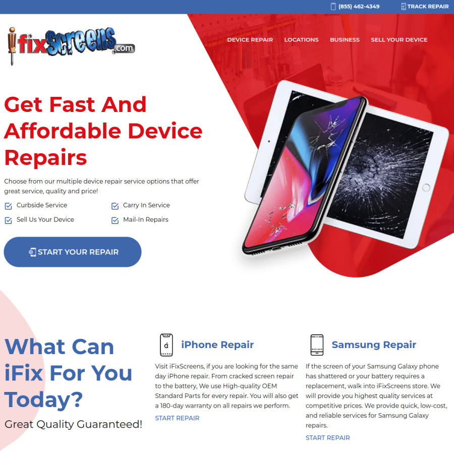 ifixscreens.com homepage screenshot