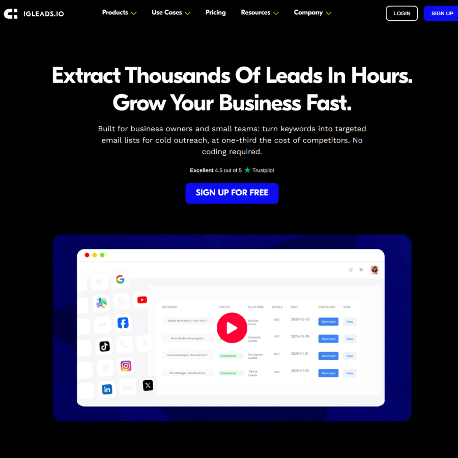 igleads.io homepage screenshot