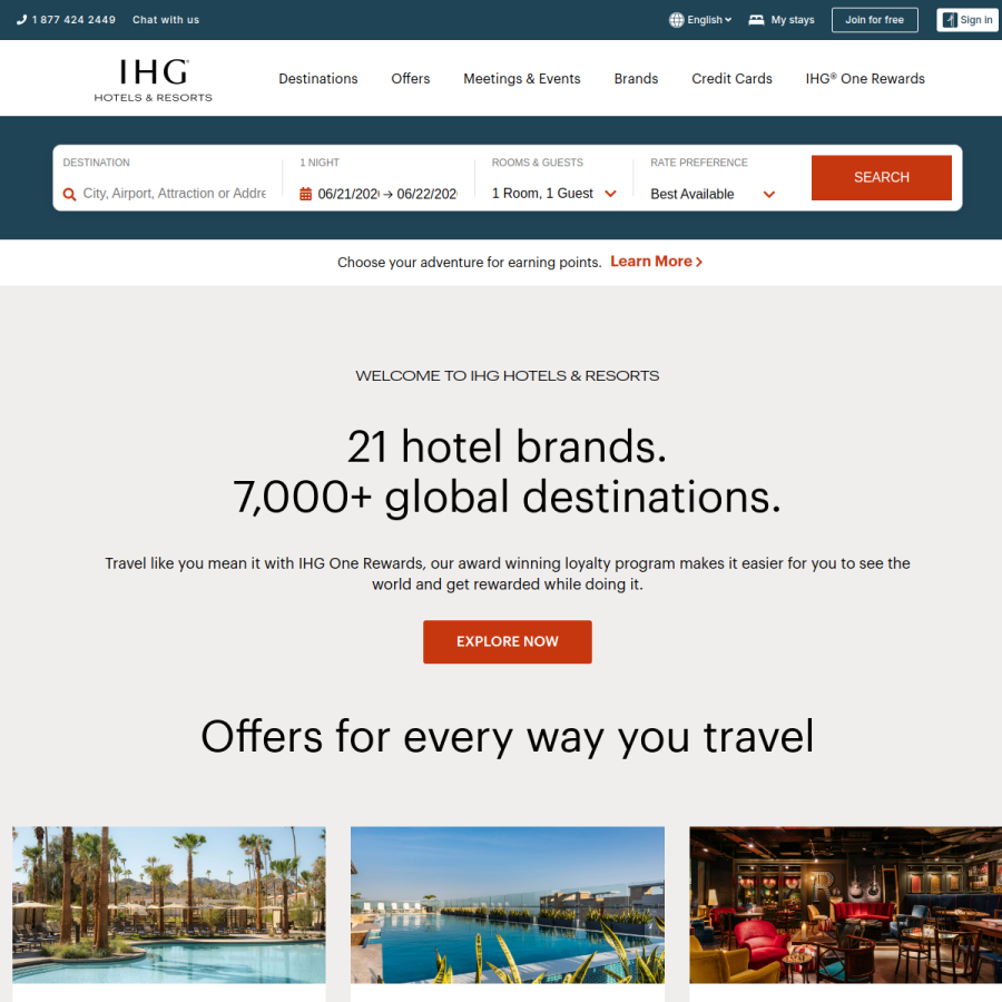 ihg.com homepage screenshot