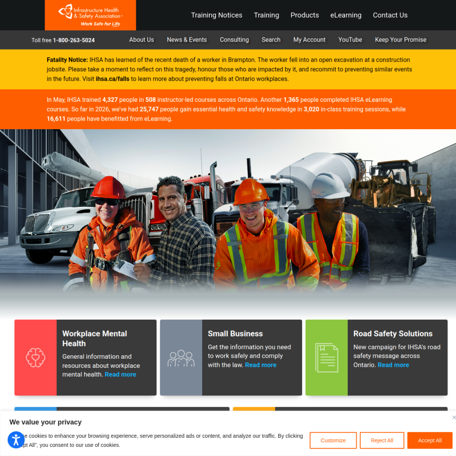 ihsa.ca homepage screenshot