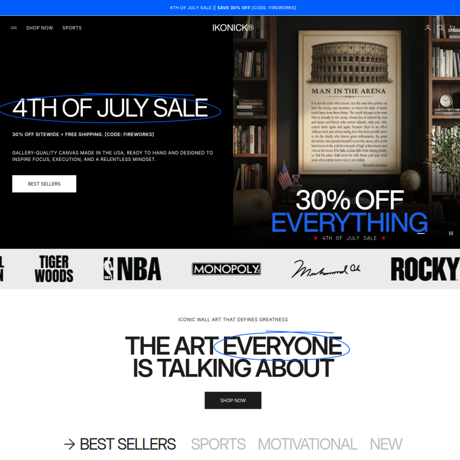 ikonick.com homepage screenshot