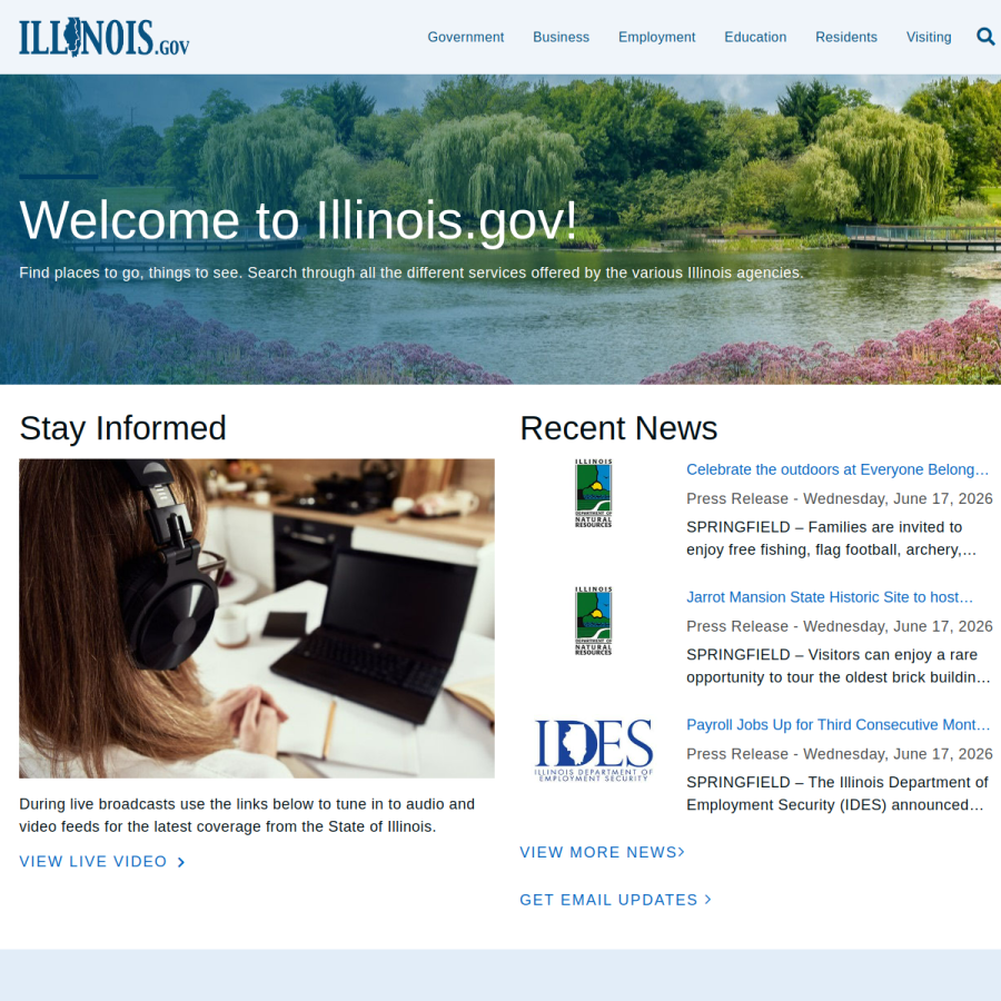 illinois.gov homepage screenshot