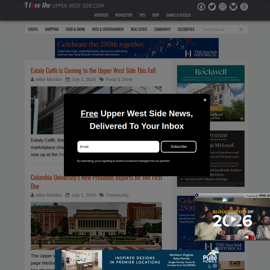 ilovetheupperwestside.com homepage screenshot