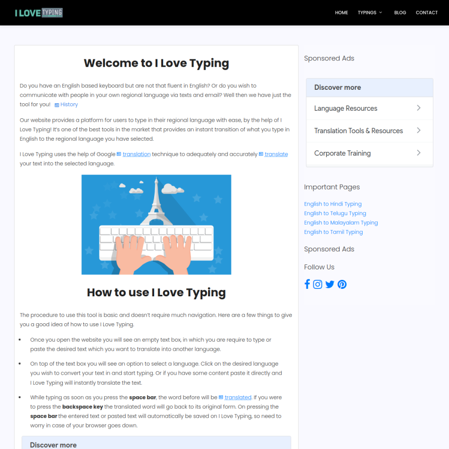 ilovetyping.com homepage screenshot
