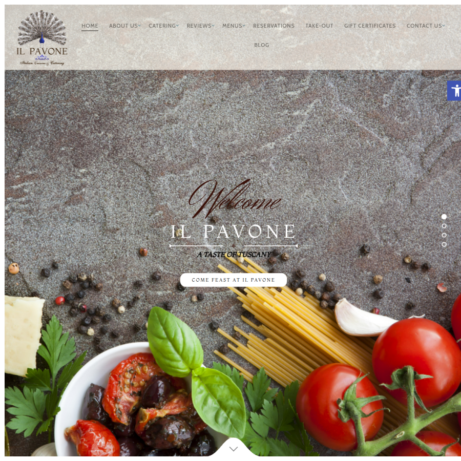 ilpavonerestaurant.com homepage screenshot